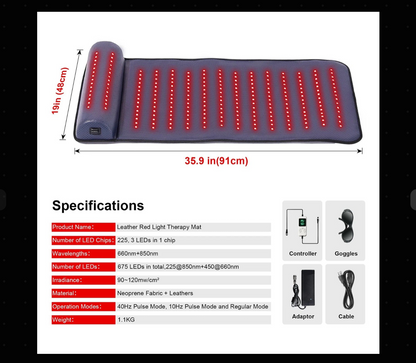 Red Light Therapy Mat with Far Infrared Heat | 3D Neck Support & Full Body Wellness