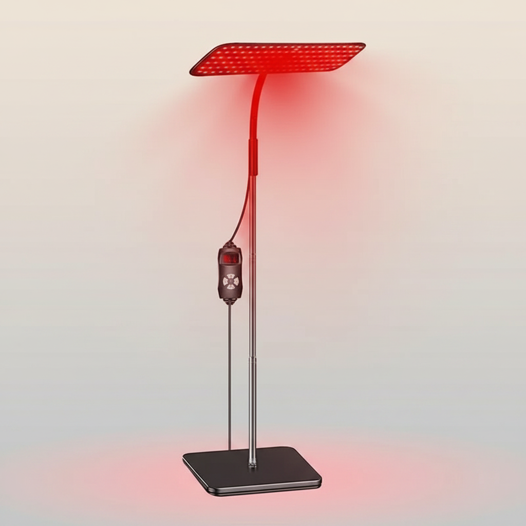 Red Light Therapy Panel 660nm 850nm on premium cream background