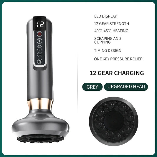 Smart electric vacuum cupping and scraping device with 12 heat levels
