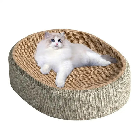 Oval Sisal Cat Scratcher Lounge Bed — 41x31x10cm