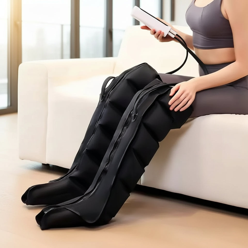 Air compression leg massager boots for deep relaxation and circulation support
