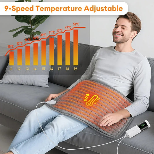 Electric heating pad for back neck and shoulder with 9 temperature levels
