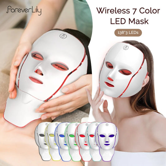 LED Light Therapy Face & Neck Mask (7 Modes)
