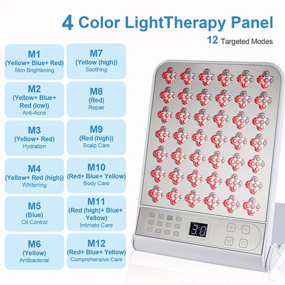 4-Color LED Light Therapy Panel | Face, Scalp & Body Wellness Support