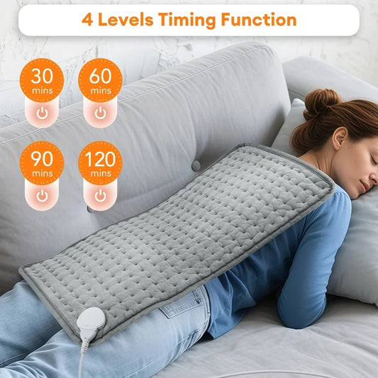 30×60cm Electric Heating Pad for Back, Neck & Shoulder – 9 Temperature Levels, 4 Timer Settings, Soft Velvety & Washable