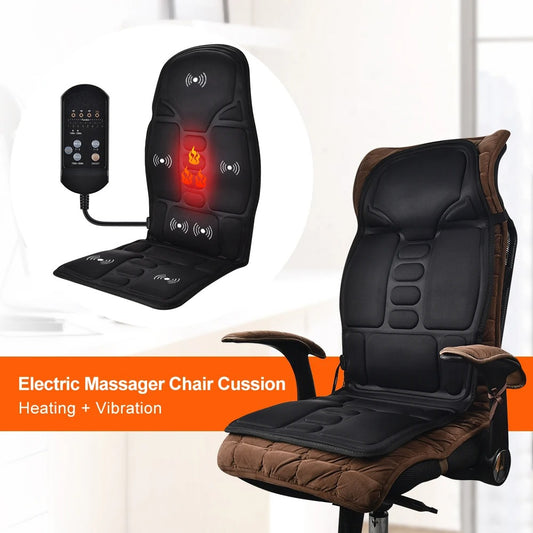 Electric Back & Neck Massage Cushion with Heat – Full Body Vibration Massage Chair Pad