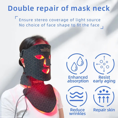 LED Face & Neck Light Therapy Mask | 4-Color Skincare System