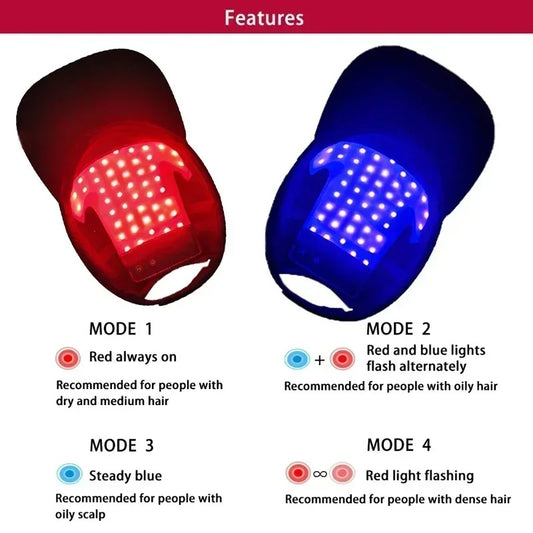 USB rechargeable LED red and infrared light therapy cap for hair regrowth and anti hair loss
