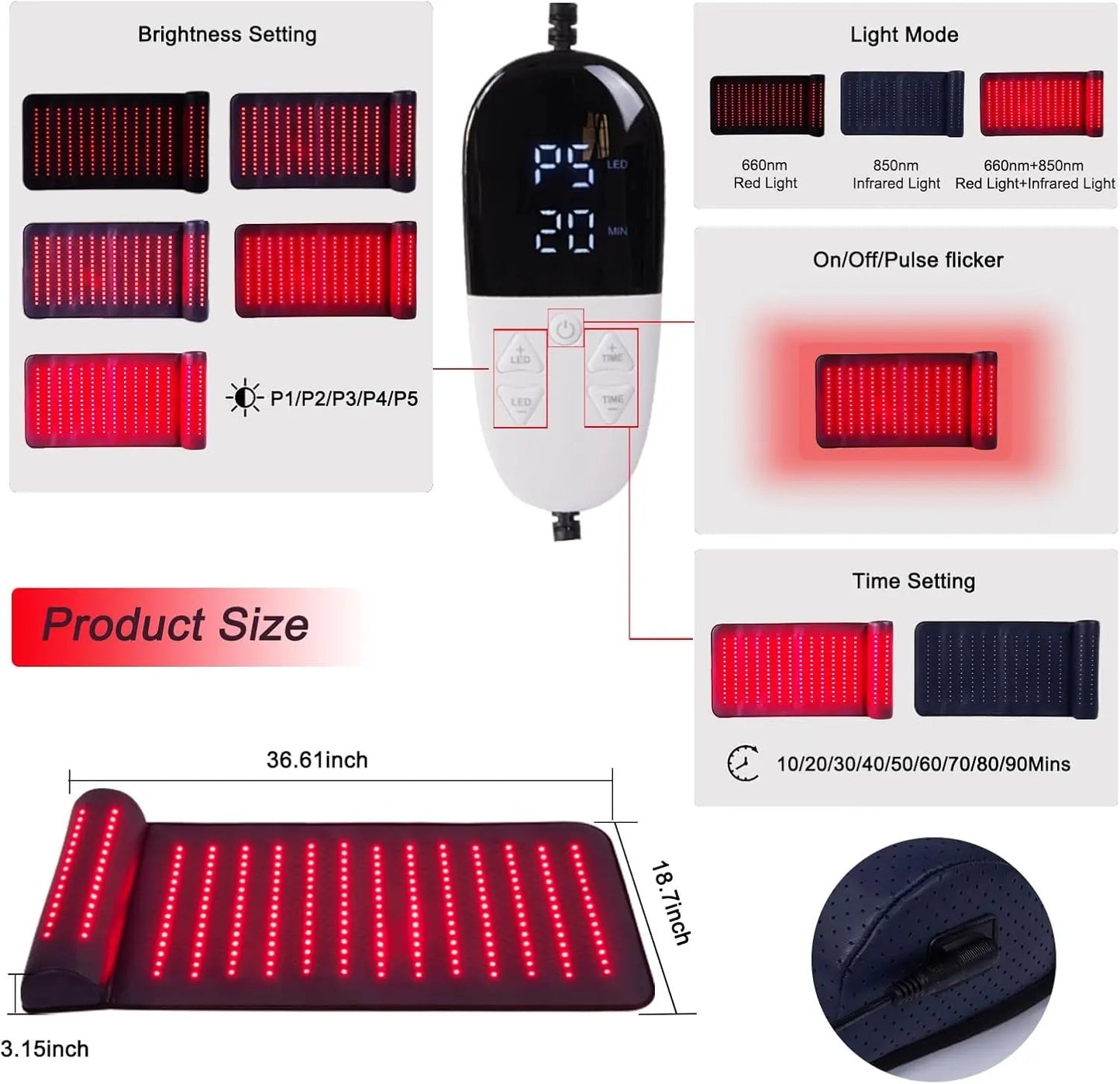 Red Light Therapy Mat with Far Infrared Heat | 3D Neck Support & Full Body Wellness
