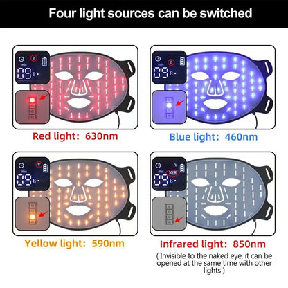 LED Face & Neck Light Therapy Mask | 4-Color Skincare System