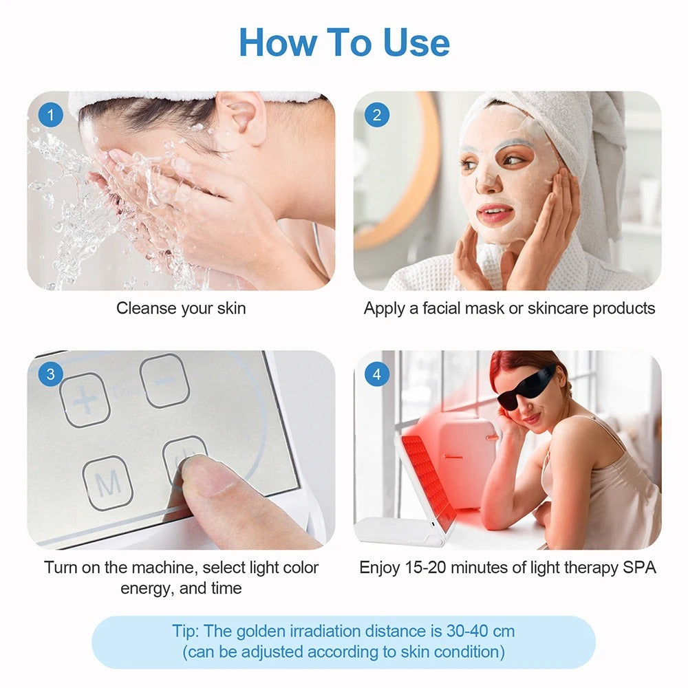 4-Color LED Light Therapy Panel | Face, Scalp & Body Wellness Support
