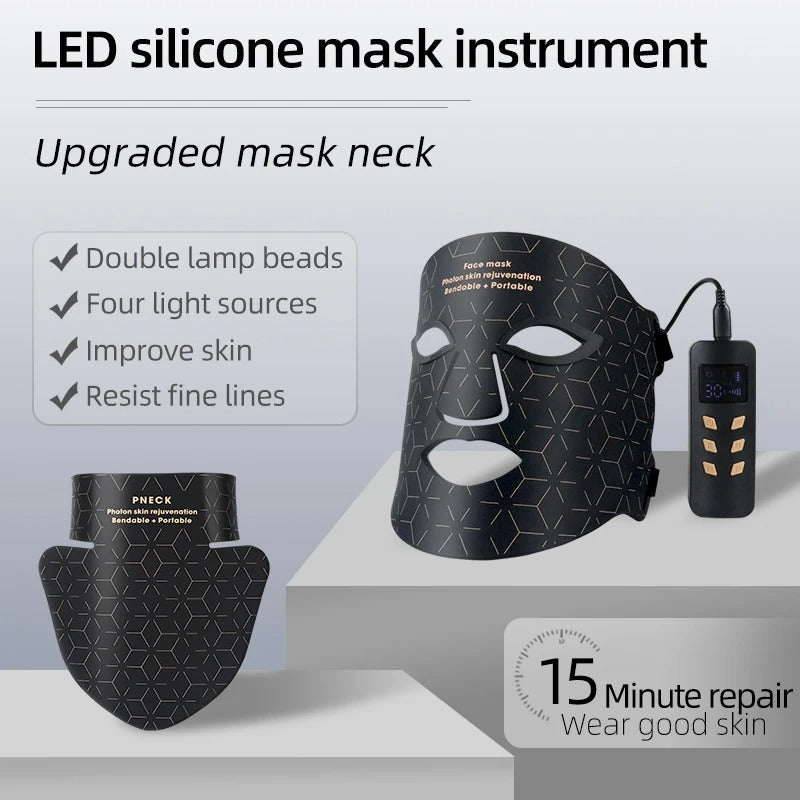 LED Face & Neck Light Therapy Mask | 4-Color Skincare System