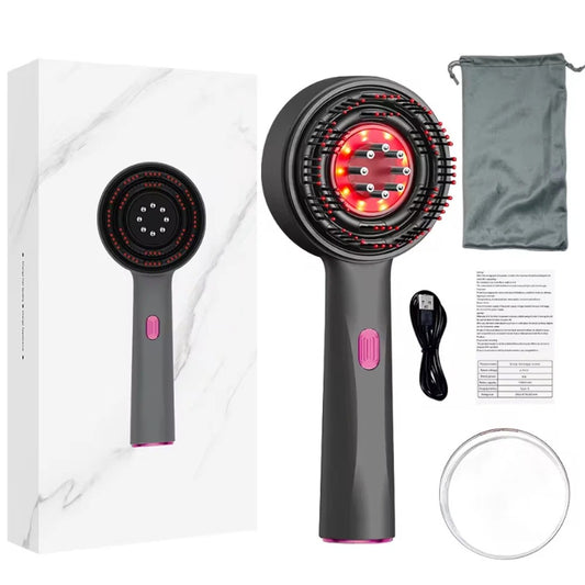 Electric scalp massager with red light therapy and liquid applicator for hair growth
